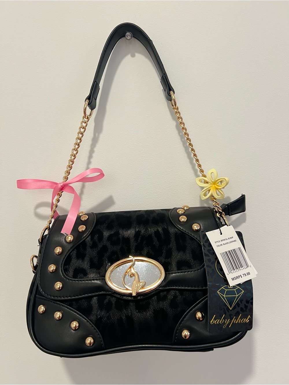 NWT Baby Phat Y2K Black Leopard Shoulder Bag